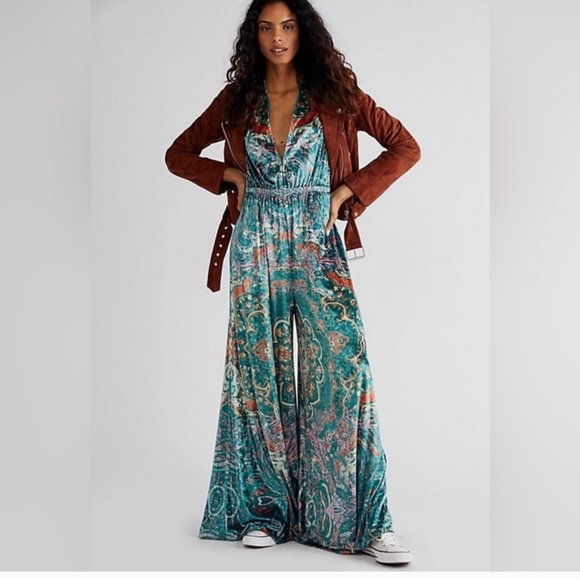 Free People Pants - NWT‎ Free people Giselle velvet jumpsuit